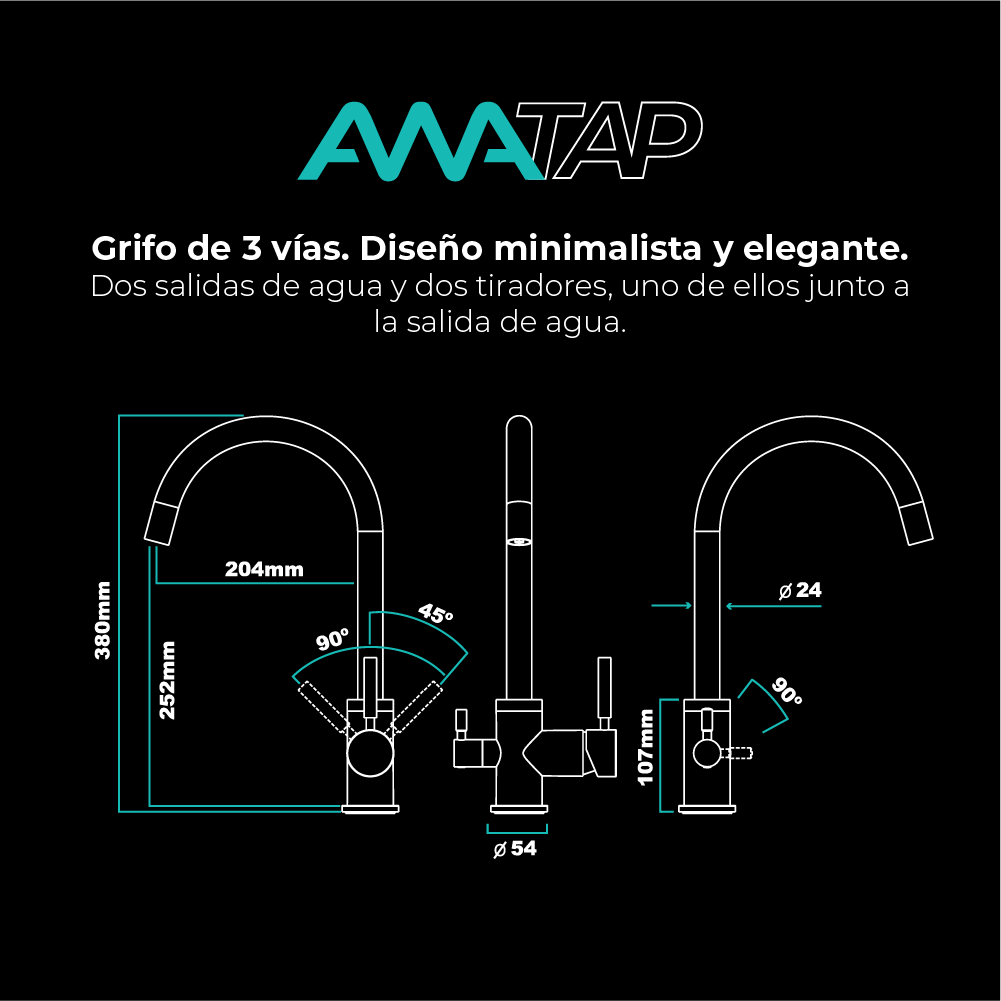 Grifo de 3 vías | Cromado